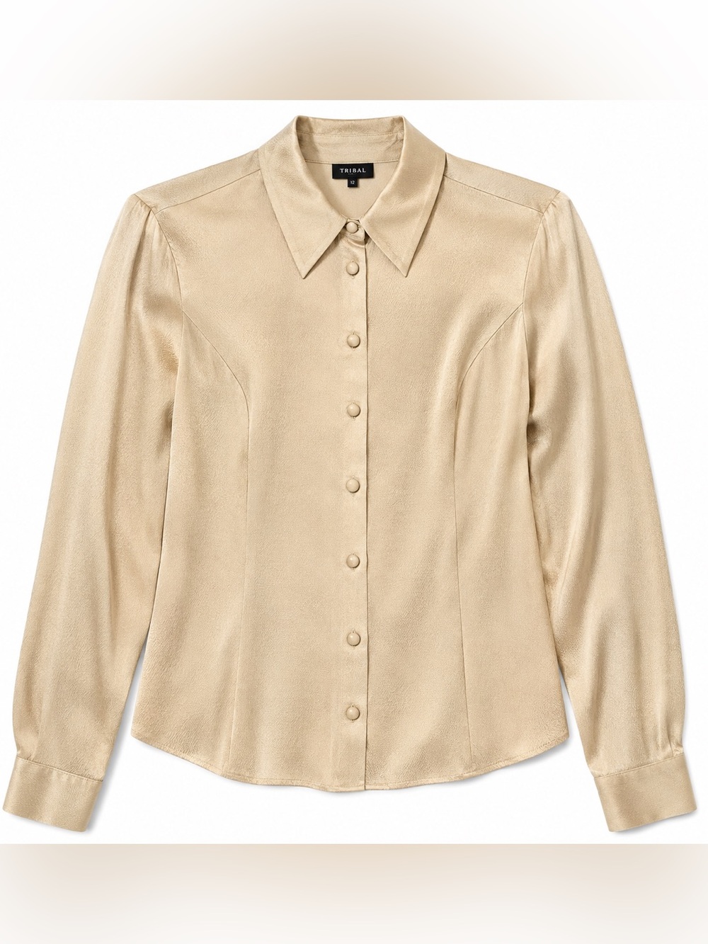 Tribal Champagne Silk Blend Button Front Blouse Size 12 NWOT